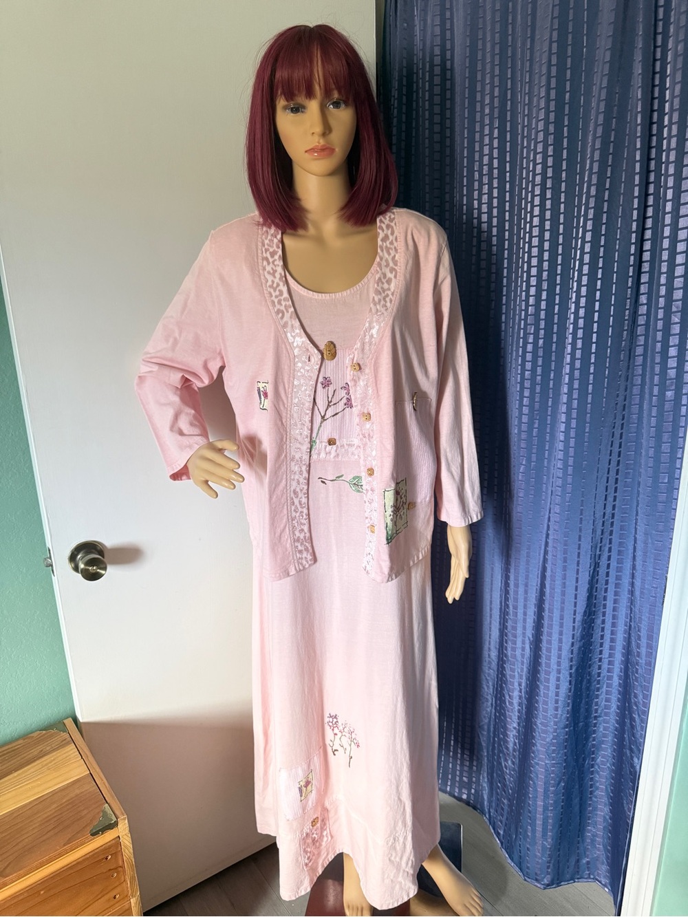 Vintage Studio G Pink Blush 2Pc Dress Set Large Cottagecore USA